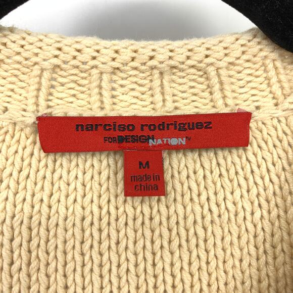 Narcisco Rodriguez Design Nation Pullover Sweater Womens Sz M Tan Gold Coated - Picture 5 of 6